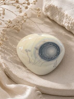 Vintage Handmade Ceramic Brooch Abstract Design